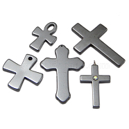 Non-magnetic Synthetic Hematite Pendants, Cross, Mixed, about 20~34mm wide, 30~50mm long, hole: 1~4mm(IMP038)