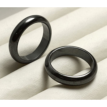 Non-Magnetic Synthetic Hematite Finger Rings, Black, US Size 10, Inner Diameter: 20mm