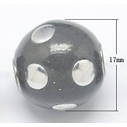 Handmade Indonesia Beads, with Aluminum Core, Round, Dark Gray, Size: about 17mm in diameter, 18mm thick, hole: 3mm(IPDL-R319-6)