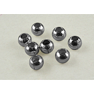 Brass Smooth Round Beads, Seamed Bead Spacers, Gunmetal, 6mm, Hole: 2.5mm(J0JXC032)