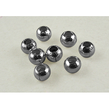 Brass Smooth Round Beads, Seamed Spacer Beads, Gunmetal, 4mm, Hole: 1mm