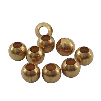 Brass Finding Beads, Seamless Round Beads, Raw(Unplated), Nickel Free Size: 4mm in diameter, hole: 1.8mm