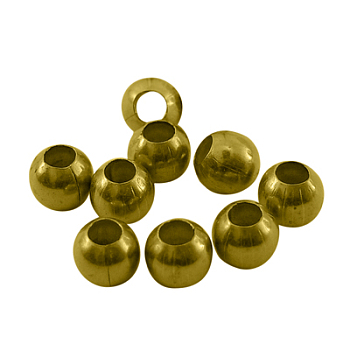 Brass Spacer Beads, Seamless Round Beads, Golden Color, about 4mm in diameter, hole: 1.8mm