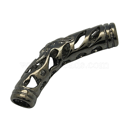 Brass Tube Beads, Hollow, Curved, Tube, Gunmetal Color, about 26mm long, 5mm thick, hole: 3.5mm(J28RJ011)