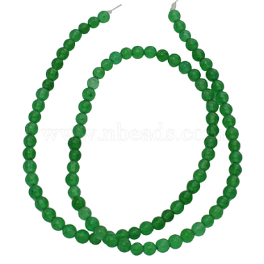 4mm Green Round White Jade Beads
