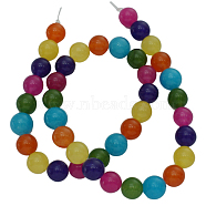 Dyed Natural White Jade Beads Strands, Round, Colorful, about 6mm in diameter, hole: 0.8mm, about 65pcs/strand, 15.5 inch(JB6mm)