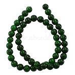 Dyed Natural Yellow Jade Beads, Dark Green, Round, about 10mm in diameter, hole: 1mm, about 40 pcs/strand, 16 inch(JBR10mm-14)