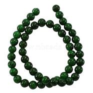 Dyed Natural Yellow Jade Beads, Dark Green, Round, about 10mm in diameter, hole: 1mm, about 40 pcs/strand, 16 inch(JBR10mm-14)