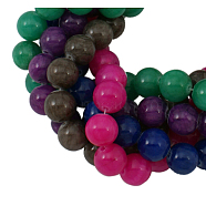 Natural Jade Beads Strands, Round, Dyed, Assorted Colors, about 12mm in diameter, hole: 1mm, about 34 pcs/strand, 16 inch(JBR12mm)