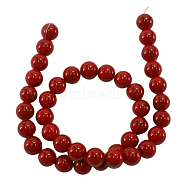 Natural Mashan Jade Beads Strands, Dyed, Dark Red, Round, about 6mm in diameter, hole: 1mm, about 66pcs/strand, 16 inch(JBR3-6mm)