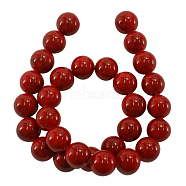 Dyed Natural White Jade Beads, Red, Round, about 12mm in diameter, hole: 1mm, about 34pcs/strand, 16 inch(JBR5-12mm)