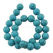 Synthetic Turquoise Beads, Dyed, Turquoise, Round, about 10mm in diameter, hole: 1mm, about 40pcs/strand, 16 inch(JBR6-10mm)