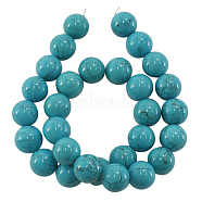 Synthetic Turquoise Beads, Dyed, Turquoise, Round, about 4mm in diameter, hole: 0.8mm, about 97pcs/strand, 16 inch(JBR6-4mm)