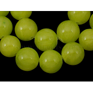 Natural Jade Beads Strands, Round, Dyed, Yellow Green, about 6mm in diameter, hole: 1mm, about 68 pcs/strand, 16 inch(JBR6mm-12)
