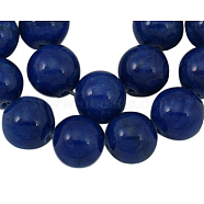 Natural Yellow Jade Beads Strands, Dyed, Round, Dark Blue, about 6mm in diameter, hole: 1mm, about 68 pcs/strand, 16 inch(JBR6mm-22)
