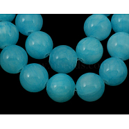 Natural Yellow Jade Beads Strands, Round, Dyed, Turquoise, about 6mm in diameter, hole: 1mm, about 68 pcs/strand, 16 inch(JBR6mm-5)