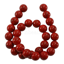 Dyed Natural Jade Beads, Red, Round, about 12mm in diameter, hole: 1mm, about 34pcs/strand, 16 inch(JBR5-12mm)