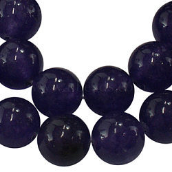 Natural Dyed Jade Beads Strands, Amethyst, Round, about 8mm in diameter, hole: 1mm, about 49pcs/strand, 16 inch(JBR8-8mm)