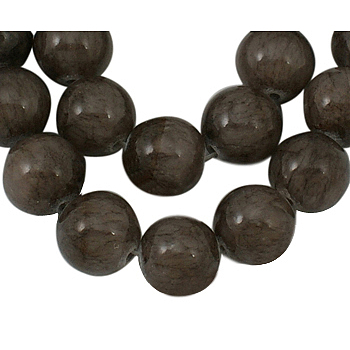 Natural Yellow Jade Beads Strands, Round, Dyed, Gray, about 10mm in diameter, hole: 1mm, about 40 pcs/strand, 16 inch