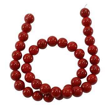 Natural Mashan Jade Beads Strands, Dyed, Dark Red, Round, about 6mm in diameter, hole: 1mm, about 66pcs/strand, 16 inch