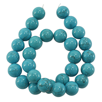 Synthetic Turquoise Beads, Dyed, Turquoise, Round, about 4mm in diameter, hole: 0.8mm, about 97pcs/strand, 16 inch
