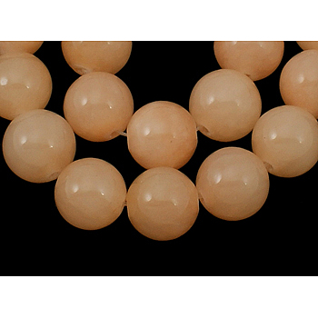 Natural Yellow Jade Beads Strands, Round, Dyed, Light Salmon, about 8mm in diameter, hole: 1mm, about 50 pcs/strand, 16 inch