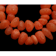 Natural Yellow Jade Beads Strands, Round, Dyed, Coral, about 10~15mm wide, 10~18mm long, hole: 1mm, about 116 pcs/strand, 35 inch(JBS001-34)