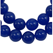 Gemstone Beads Strands, Natural White Jade, Dyed, Round, Dark Blue, 10mm, Hole: 1mm, about 41pcs/strand, 15.5 inch(JBS050-10MME10)