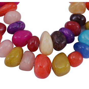 Natural Yellow Jade Beads Strands, Dyed, Mixed Color, 10x10mm, Hole: 1mm