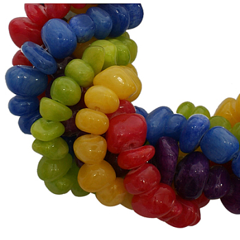 Natural Jade Beads Strands Mix, Dyed, Assorted Colors, about 10~15mm wide, 10~18mm long, hole: 1mm, about 116 pcs/strand, 35 inch