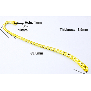 Tibetan Style Bookmarks, Zinc Alloy, Golden, Lead Free & Cadmium Free, 84x14x1.5mm, Hole: 1.6mm