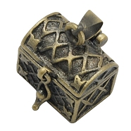 Brass Prayer Box Pendants, Rectangle, Antique Bronze Color, Size: about 16mm wide, 24mm long, hole: 4mm(KK-24X16-AB)