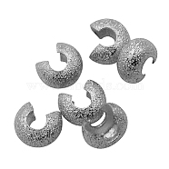Brass Crimp Beads Covers, Nickel Free, Platinum, 4mm In Diameter, Hole: 2mm(KK-G016-P-NF)