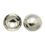 Brass Bead Caps,  Apetalous, Silver Color Plated, 5x1.5mm, Hole: 0.5mm, about 1000pcs/bag(KK-H052-S)