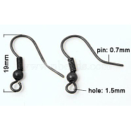 Brass Earring Hooks, French Hooks with Coil and Ball and Horizontal Loop, Gunmetal, 18mm(KK-Q361-B)