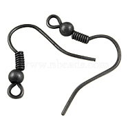 Brass Earring Hooks, Ear Wire, with Horizontal Loop, Nickel Free, Gunmetal, 17~19x16~18x0.8mm, 20 Gauge, Hole: 2mm(KK-S075-B-NF)