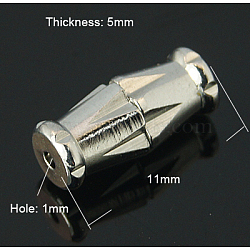 Brass Screw Clasps, Platinum Color, 11x5mm, Hole: 1mm(KK-H593-N)