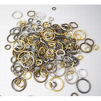 Brass Jump Rings, Ring, Mixed Color, 18~20 Gauge, 4~10x0.8~1.0mm, Inner Diameter: 2.4~8mm, about 4760pcs/500g