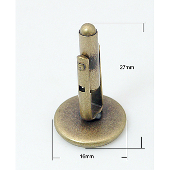Brass Cuff Button, Cufflink Findings for Apparel Accessories, Nickel Free, Antique Bronze, 27x16mm, Tray: 14mm
