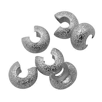 Brass Crimp Beads Covers, Nickel Free, Platinum, 4mm In Diameter, Hole: 2mm