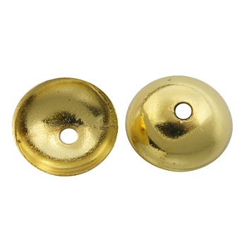 Brass Bead Caps,  Apetalous, Golden, 10x3mm, Hole: 1mm, about 500pcs/bag