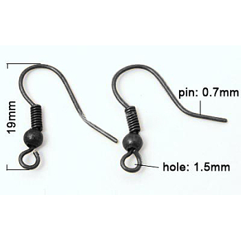 Brass Earring Hooks, French Hooks with Coil and Ball and Horizontal Loop, Gunmetal, 18mm