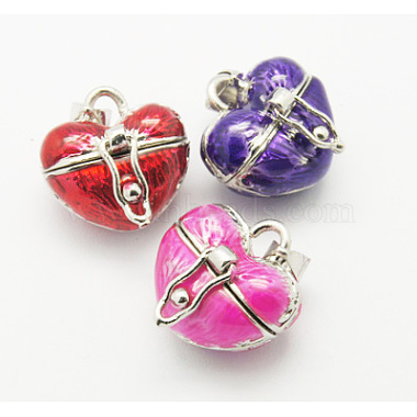 Platinum Mixed Color Heart Brass Charms