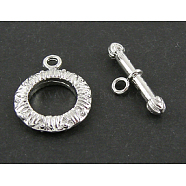 Brass Toggle Clasps, Platinum Color, Ring: 14mm diameter, 2.5mm thick, Bar: 18mm long, 2mm thick, hole: 1.8mm(KK202)