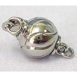 Platinum Plated Bead Box Clasps,  Ball, 15x8mm, hole: about 2mm(KK20)