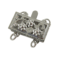 Filigree Brass Box Clasps, Platinum Color, about 14mm wide, 16mm long, hole: 2mm,(KK271)