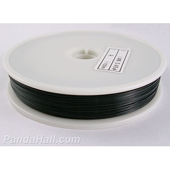 Tiger Tail Wire, Nylon-coated Stainless Steel, Black, 0.35mm in diameter, about 164.04 Feet(50m)/roll