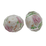 Handmade Gold Sand Lampwork Beads, Inner Flower, Faceted, Rondelle, White, about 10mm in diameter, 8mm thick, hole: 1.5mm(L26BN012)
