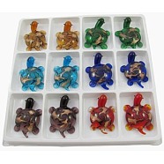 Handmade Gold Sand Lampwork Home Decorations, Display Decorations, Tortoise, Mixed Color, 39x54x10mm, 12pcs/box(LAMP-Y053-1)
