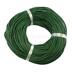 Cowhide Leather Cord, Leather Jewelry Cord, Jewelry DIY Making Material, Round, Dyed, Green, 1.5mm(LC-1.5MM-10)